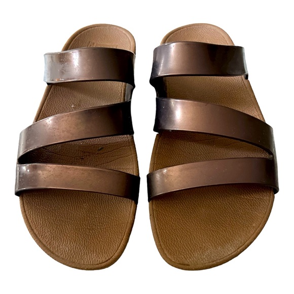 FIT FLOP | Superjelly Twist Slide Sandals in Bronze - Picture 1 of 8